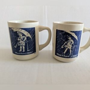 Morton Salt Vintage Mug Set Of 4 Ceramic Coffee Cups 1914 1921 1956 1968 Designs